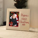 Cadre photo bébé en cuir personnalisé avec nom et année Cadeau de Noël pour la famille