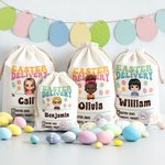Personalisierte Ostern Lieferung Cartoon Charakter Drawstring behandeln Tasche mit Namen Ostern Geburtstag Party Geschenk für Jungen Mädchen