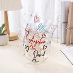 Personligt kärlekshjärta 16oz glasmugg med namn och handtag Alla hjärtans dag födelsedagspresent för par