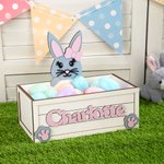 Personalized Cute Bunny Wood Basket with Name Easter Egg Hunt Birthday Holiday Party Favors Gift for Kids