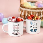 Personalisierte niedliche Osterhase 12oz Emaille Becher Snack Tasche mit Namen Ostern Party Geburtstag Geschenk für Kinder