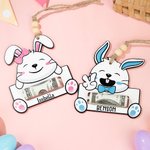 Personalisierte niedliche Kaninchen Ausdruck hölzerne Geld Halter Korb Tag mit Namen Ostern Korb Stuffers Geschenk für Kinder