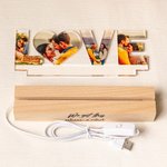 Personalized Couple 3-7 Photos LED Night Light with Text and Wooden Base Home Decor Anniversary Valentine's Day Gift for Couples