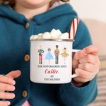 Personalised Cute Nutcracker Solider Ballet Girl 12oz Coloured Rim Enamel Cup with Name and Year Birthday Christmas Gift for Boys Girls