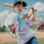 Spersonalizowana przezroczysta akrylowa ozdoba świąteczna z imieniem i nazwiskiem na choinkę dla miłośników baseballu