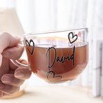 Personligt kärlekshjärta 16oz glasmugg med namn och handtag Alla hjärtans dag födelsedagspresent för par