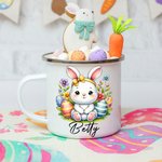 Personalisierte Floral Ostereier Hase Küken 12oz Emaille Becher mit Namen Ostern Party Geburtstag Geschenk für Jungen Mädchen