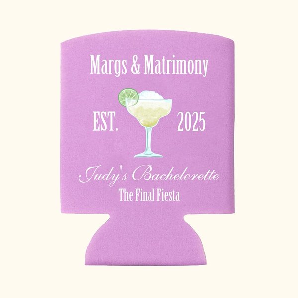 Personalised Margs and Matrimony 12oz-16oz Can Cooler with Year and Text Set of 12 Bachelorette Party Favors Bridal Shower Gift for Her