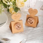 Personalized Engraved Monogram Name Initials Wood Wine Bottle Cork Stoppers with Pop-up Parper Stand Card Set of 15 Wedding Party Favors for Guest