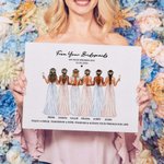 Personalized Bride Cheers with Bridesmaids Canvas Painting with Name Date and Blessing Quote Wedding Bridal Shower Bachelorette Party Gift for Bride