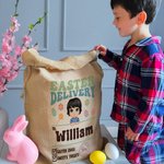 Personalisierte Ostern Lieferung Cartoon Charakter Drawstring behandeln Tasche mit Namen Ostern Geburtstag Party Geschenk für Jungen Mädchen