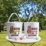 Personalisierte niedliche Hase Ei Jäger Camouflage Karotte wiederverwendbare Leinwand Osterkorb mit Namen Geburtstag Ostergeschenk für Kinder