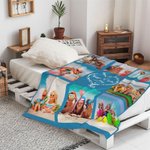 Personalised 8 Photo Collages Cousin Crew Heart Soft Throw Blanket with Year Home Decor Family Reunion Christmas Gift for Kids