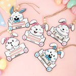 Personalisierte niedliche Kaninchen Ausdruck hölzerne Geld Halter Korb Tag mit Namen Ostern Korb Stuffers Geschenk für Kinder