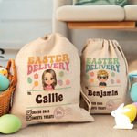 Personalisierte Ostern Lieferung Cartoon Charakter Drawstring behandeln Tasche mit Namen Ostern Geburtstag Party Geschenk für Jungen Mädchen