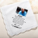 Personalized Memorial Wedding Lace 100% Cotton Handkerchief with Deceased Relative Photo Name and Date Wedding Memorial Gift for Bride Groom