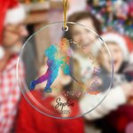 Ornement de Noël en acrylique avec nom et silhouette de hockey sur glace personnalisé Cadeau d'anniversaire pour les joueurs de hockey sur glace