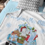 Personalized Baby's First Christmas Blanket Cute Animal on Gift Lorry Sofa Blanket with Name Holiday Home Decoration Christmas Gift for Family Kid