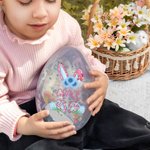 Spersonalizowane jajko wielkanocne Cute Bunny Leopard Print Fillable Jumbo Easter Egg z imieniem Party Favor Egg Hunting Easter Hamper Gift for Boys Girls
