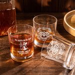 Personalized Skull 10oz Old Fashioned Rocks Whiskey Glass with Engraved Name and Date Day of The Dead Wedding Gift for Family Friend