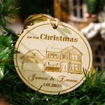 Personalized Engraved Wooden Home Photo Hanging Ornament with Name and Date Christmas Housewarming Gift for Family