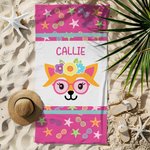 Serviette de Plage Personnalisée avec Nom et Motif d'Animal Séchage Rapide Cadeau Anniversaire Vacances pour Garçons Filles