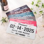 Personalized Romantic Just Married Wedding Car License Plate with Name and Date Wedding Anniversary Gift for Newlyweds Couple
