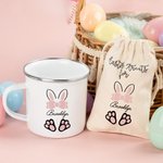 Personalisierte niedliche Osterhase 12oz Emaille Becher Snack Tasche mit Namen Ostern Party Geburtstag Geschenk für Kinder