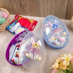 Spersonalizowane jajko wielkanocne Cute Bunny Leopard Print Fillable Jumbo Easter Egg z imieniem Party Favor Egg Hunting Easter Hamper Gift for Boys Girls