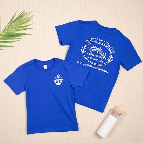 Personalizada Familia Crucero Ancla 100% Algodón Niño Adulto Camiseta con Nombre y Texto Aniversario Viaje Regalo para Familia Pareja
