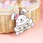 Personalisierte niedliche Kaninchen Ausdruck hölzerne Geld Halter Korb Tag mit Namen Ostern Korb Stuffers Geschenk für Kinder