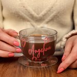 Personligt kärlekshjärta 16oz glasmugg med namn och handtag Alla hjärtans dag födelsedagspresent för par