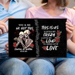 Gepersonaliseerd Rose Skelet Crazy Love You and Me We Got This Canvas Schilderij met Naam Datum Gotisch Muurkunst Verjaardag Verjaardagscadeau voor Paar