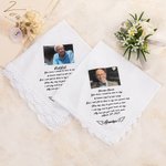 Personalized Memorial Wedding Lace 100% Cotton Handkerchief with Deceased Relative Photo Name and Date Wedding Memorial Gift for Bride Groom