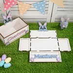 Personalized Cute Bunny Wood Basket with Name Easter Egg Hunt Birthday Holiday Party Favors Gift for Kids