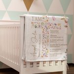 Couverture Douce Chaude Personnalisée avec Nom et Texte Motif Croix Florale Verset Biblique Cadeau de Baptême Confirmation pour Enfant Chrétien