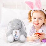 Coniglio di peluche con design di Peter Rabbit e uova di Pasqua personalizzato con nome e anno regalo di Pasqua per bambini