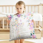 Taie d'Oreiller Personnalisée avec Nom Croix Florale Mots Bible Cadeau Premier Baptême Communion pour Fille Filleule