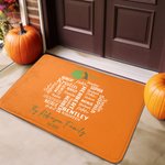 Personalised Pumpkin Word Cloud Doormat with Text Birthday Fall Gift for Friend Family