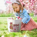Personalisierte niedliche Hase Ei Jäger Camouflage Karotte wiederverwendbare Leinwand Osterkorb mit Namen Geburtstag Ostergeschenk für Kinder