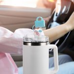 Personalized Beach Bag Straw Cover Topper with Initial Charm Accessories for Stanley Tumbler Birthday Party Favors Gift for Women