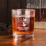Personalized Skull 10oz Old Fashioned Rocks Whiskey Glass with Engraved Name and Date Day of The Dead Wedding Gift for Family Friend