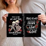 Gepersonaliseerd Rose Skelet Crazy Love You and Me We Got This Canvas Schilderij met Naam Datum Gotisch Muurkunst Verjaardag Verjaardagscadeau voor Paar