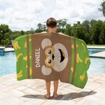 Serviette de Plage Personnalisée avec Nom et Motif d'Animal Séchage Rapide Cadeau Anniversaire Vacances pour Garçons Filles