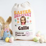Personalisierte Ostern Lieferung Cartoon Charakter Drawstring behandeln Tasche mit Namen Ostern Geburtstag Party Geschenk für Jungen Mädchen