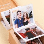 Personalized Wooden Accordion Pull Out Photo Album Memory Box with Text Anniversary Birthday Memorial Gift for Family Friend