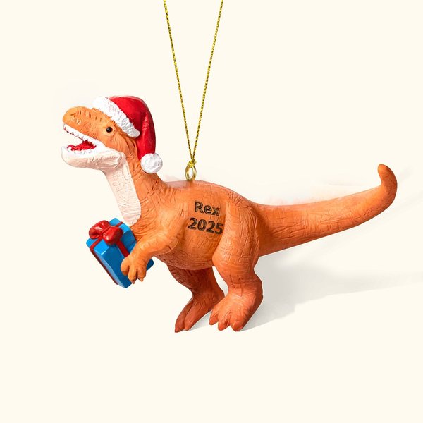 Adorno de Navidad personalizado de simulación de dinosaurio con nombre y año grabados Regalo de cumpleaños de Navidad para niños