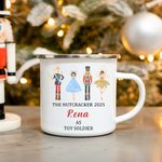 Personalised Cute Nutcracker Solider Ballet Girl 12oz Coloured Rim Enamel Cup with Name and Year Birthday Christmas Gift for Boys Girls
