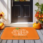 Personalised Pumpkin Word Cloud Doormat with Text Birthday Fall Gift for Friend Family