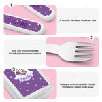 Personalised Cartoon Animal Safe Stainless Steel Kid’s Fork Spoon Knife 3 Pcs Cutlery Set with Initial Case and Name Birthday Gift for Boys Girls